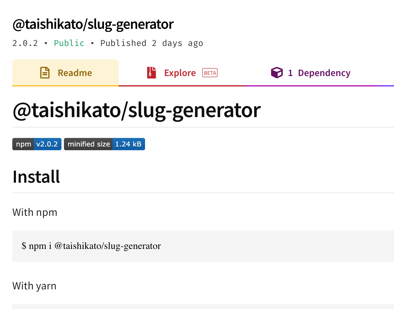 @taishikato/slug-generator サムネイル